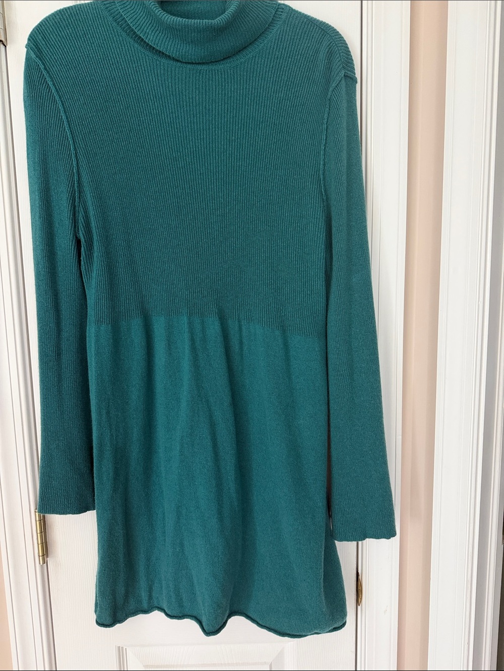 Soft Surtoundings Cashmere Teal Long-Sleeve Turtleneck Sweater Tunic, XL